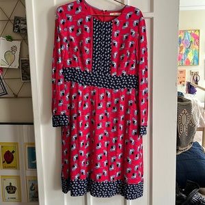 Boden Fit & Flare Long Sleeve Floral Dress